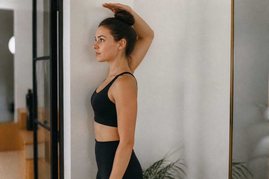 Femme en tenue sport mesurant sa taille